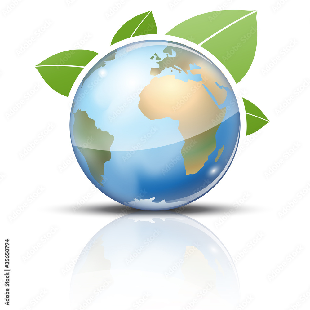 Symbole glossy vectoriel planète Terre écologie