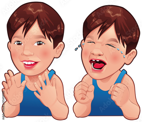 Happy and Sad boy. Vector i...