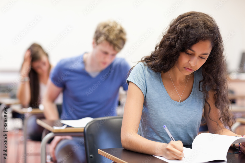 Young students working on an assignment