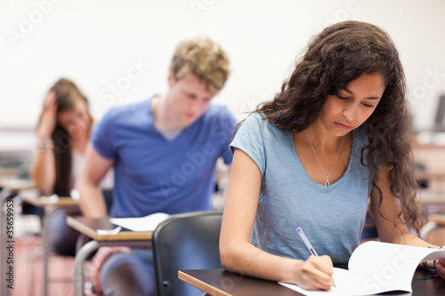 Young students working on an assignment