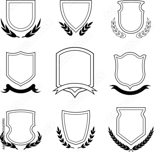 Shields, ribbons and laurel wreaths