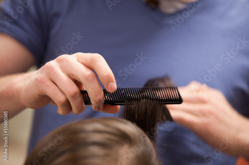 Hand combing hair