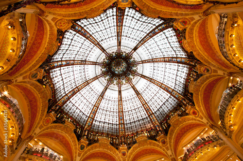 Lafayette Galleries dome in the center of Paris France photo