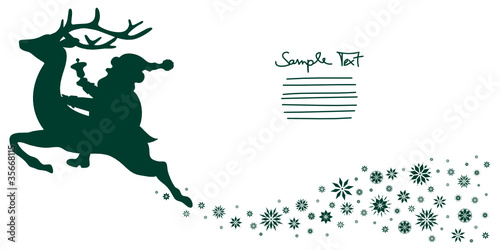 Riding Santa Snowflakes Green