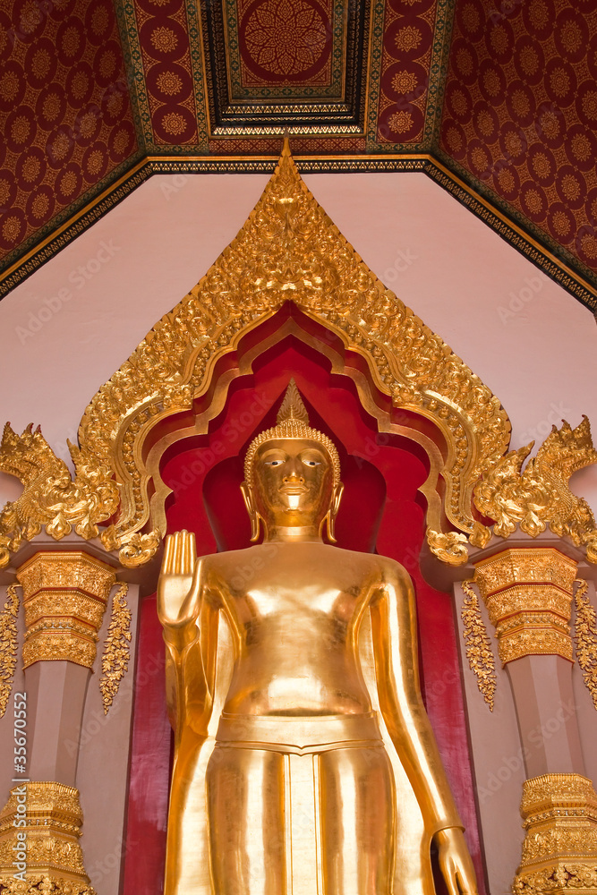 Golden buddha in thai temple,Thailand.