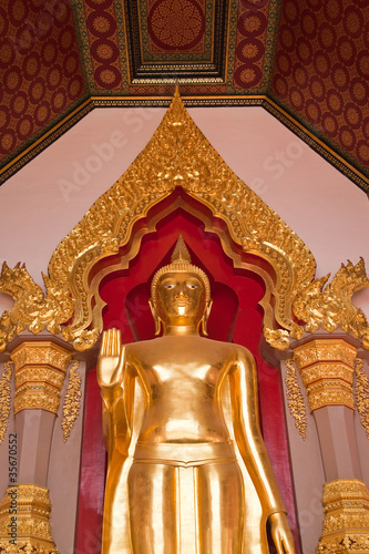 Golden buddha in thai temple,Thailand.