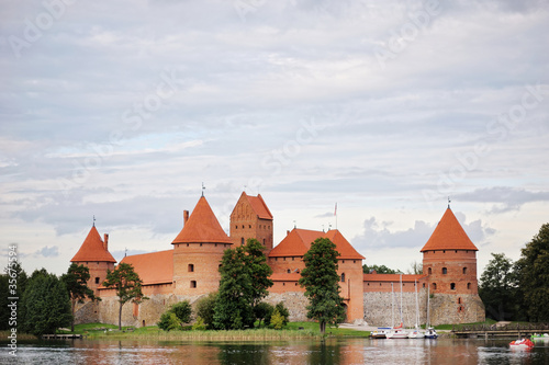 View on Trakai castle across lake, Lithuania