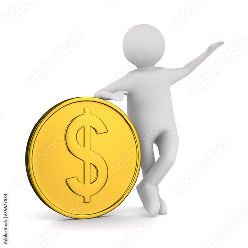 man with money on white bac...