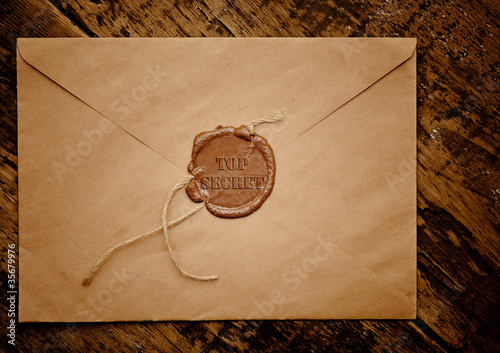 top secret envelope with stamp
