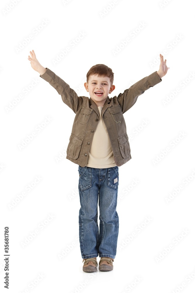 Happy little kid with arms wide open Happy little kid with arms wide open