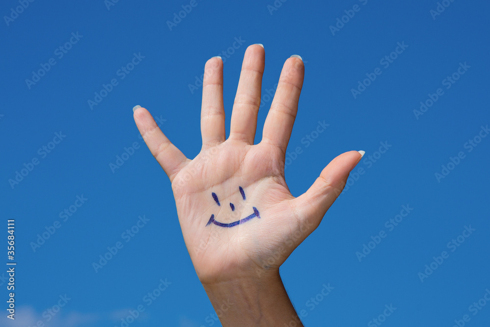 Palm in the sky with a smile pattern Palm in the sky with a smile pattern