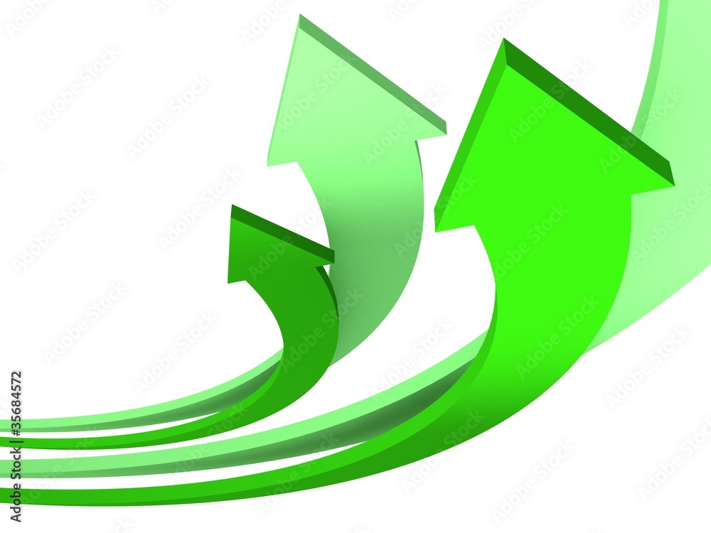 Green arrows rising up/ business background Green arrows rising up/ business background