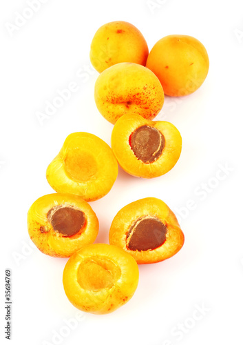 Apricots on white