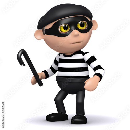 Fotografía 3d Burglar with crowbar