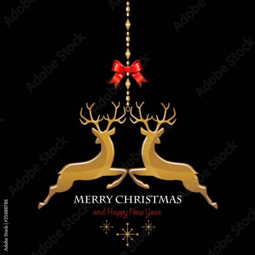 Gold Reindeer Pendant black background
