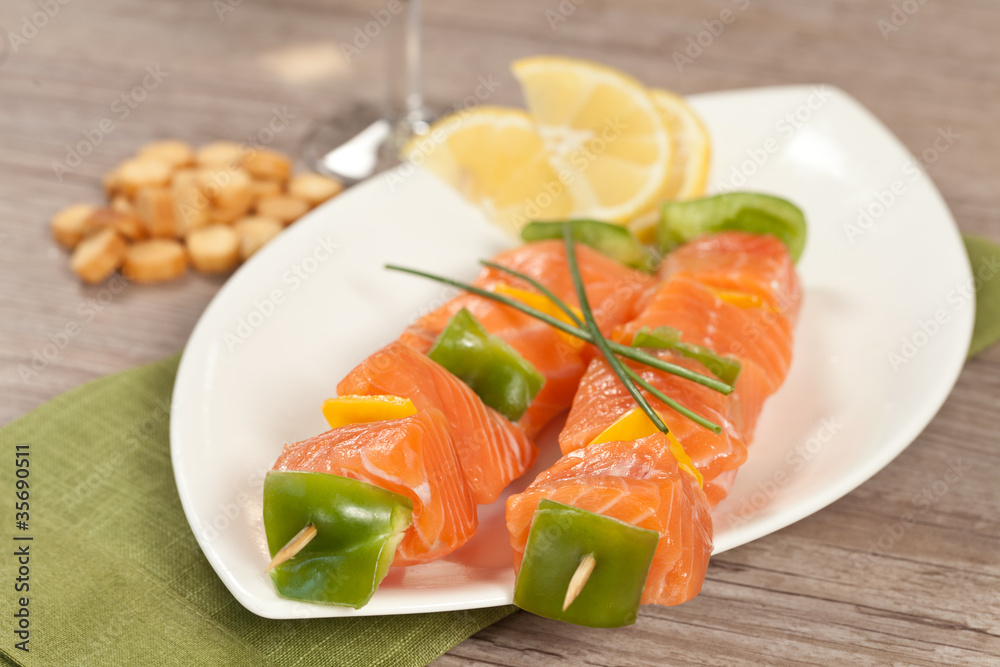 Salmon skewer Salmon skewer