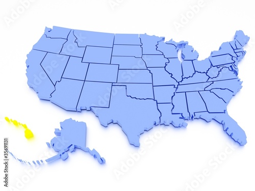 3D map of United States - State California
