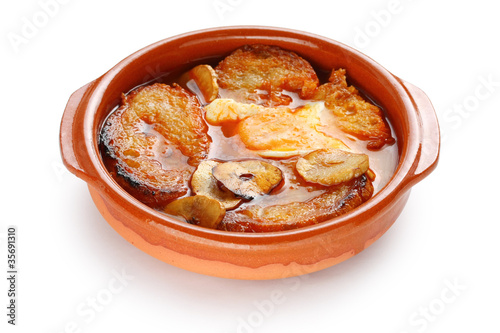 sopa de ajo , castilian garlic soup , spanish food