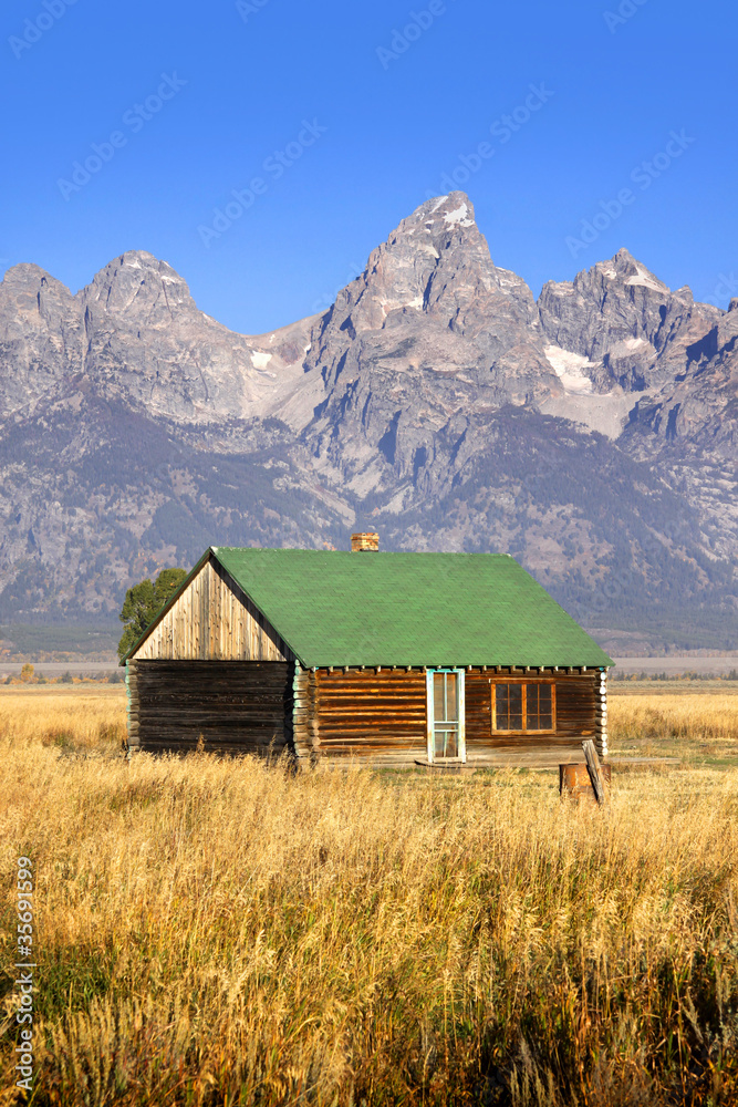 Old Barn on Mormon row in the  morning.