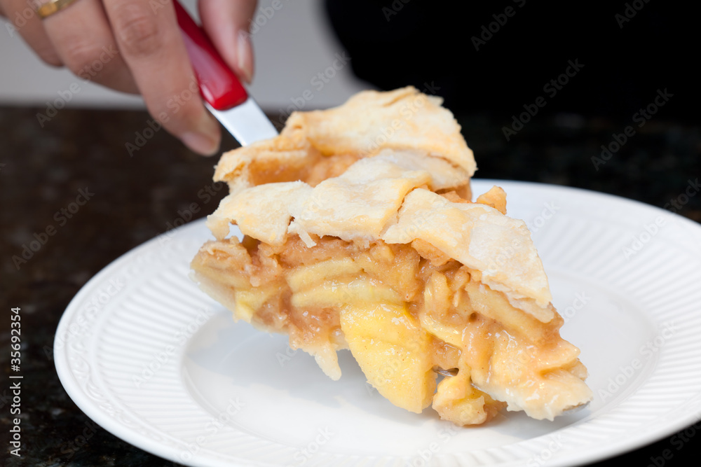 Serving apple pie Serving apple pie