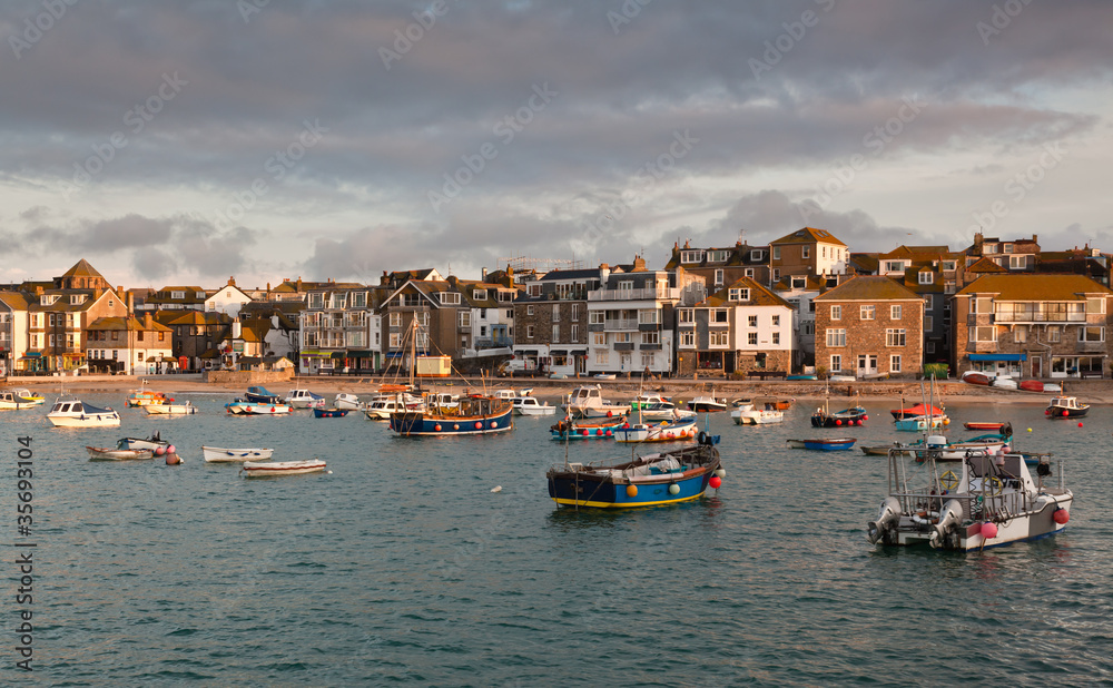 St Ives harbour in Cornwall at high tide