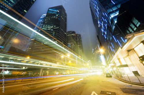 Photography traffic in Hong Kong at night