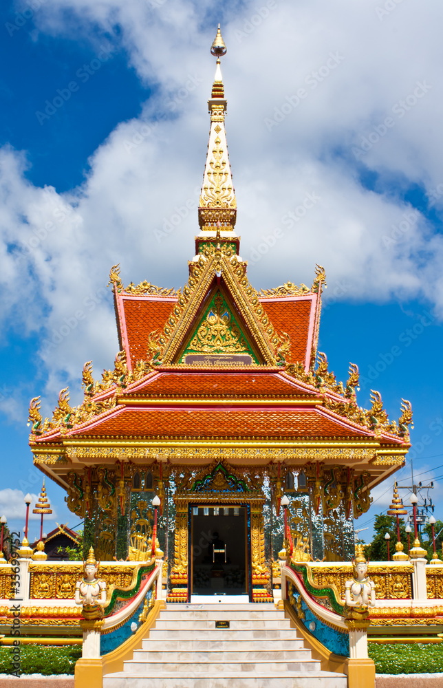 Naklejka premium The Mondop Housing at the temple in Ubonratchathani,Thailand