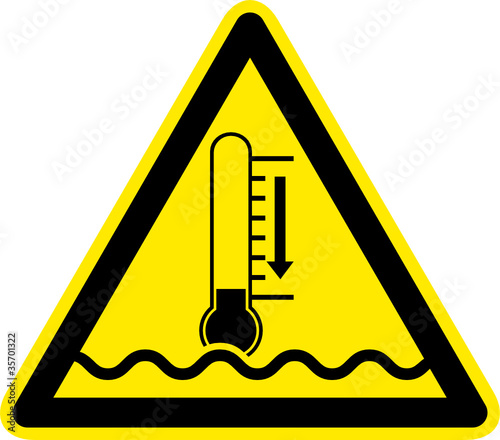 Warnschild Warnzeichen Niedrige Wassertemperaturen