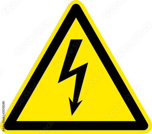 Warnschild Warnzeichen gefährliche elektrische Spannung photo