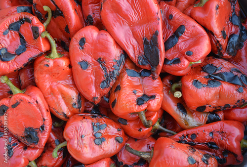 A bunch of Red Grilled Peppers © borabajk