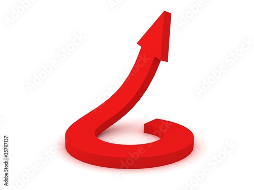 Circle red arrow going up o...