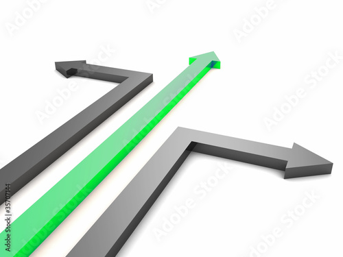 green and gray arrows in di...