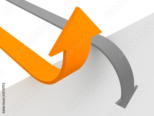 orange arrow up and gray ar...