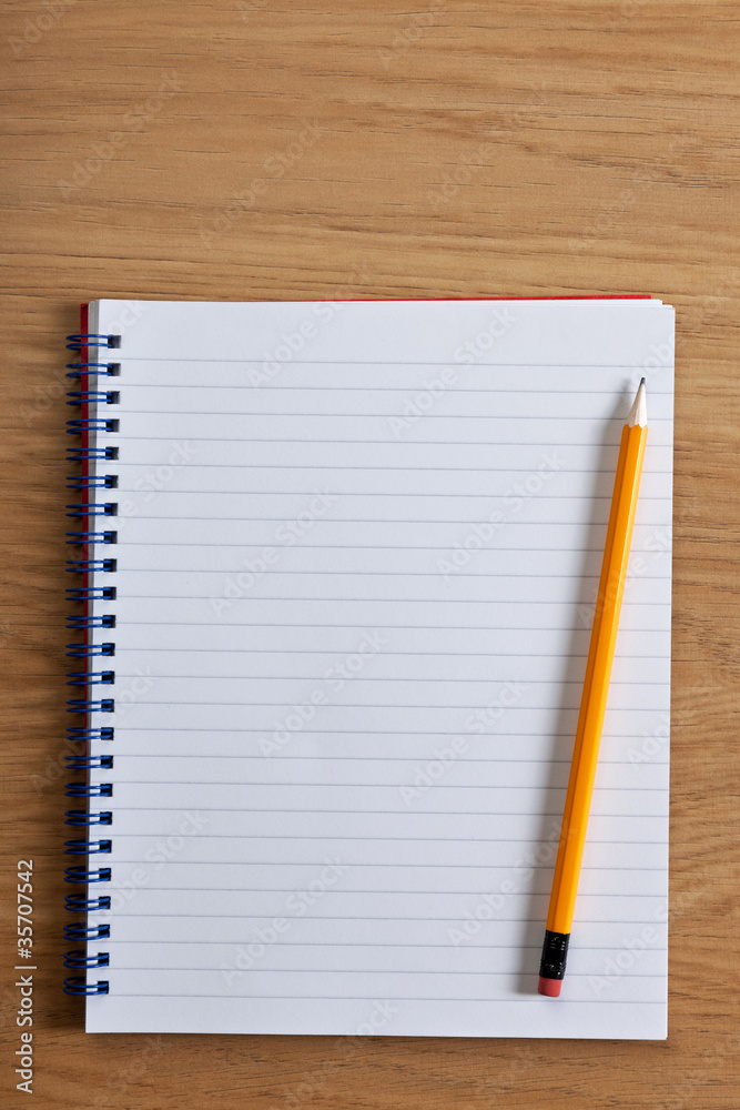 Blank notepad and pencil Blank notepad and pencil
