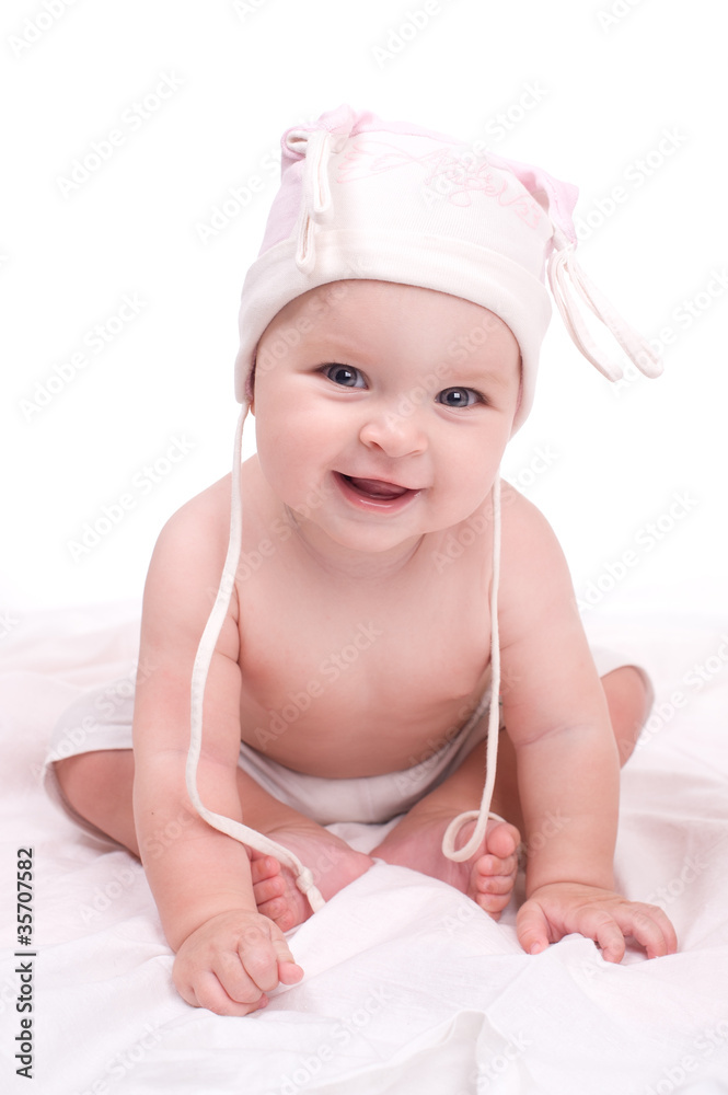 Portrait of a baby girl on a white background Portrait of a baby girl on a white background