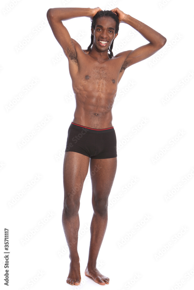 Handsome healthy body happy African American man
