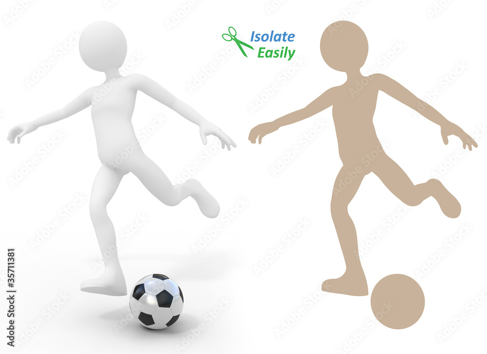 Football player kicking the ball. Isolate easily and paste on an