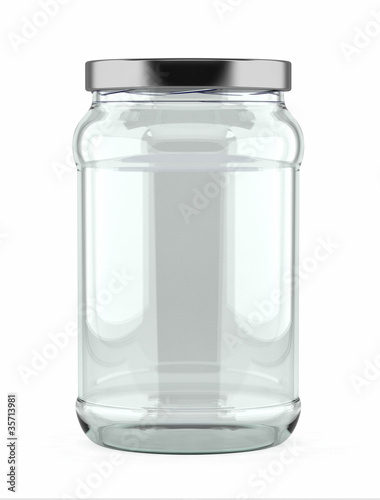 Empty Glass Jar over white background