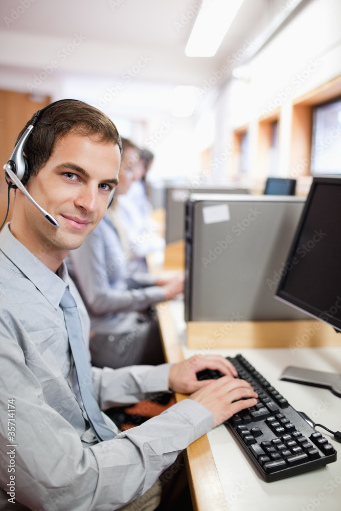 Portrait of an assistant using a computer Portrait of an assistant using a computer