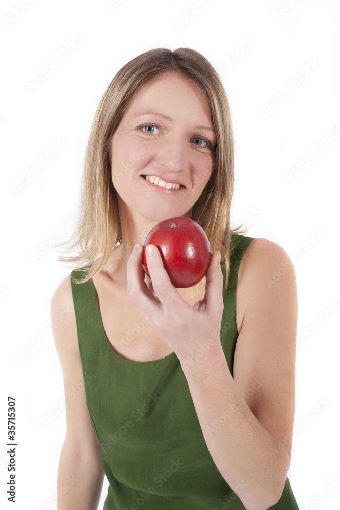 Frau mit Apfel