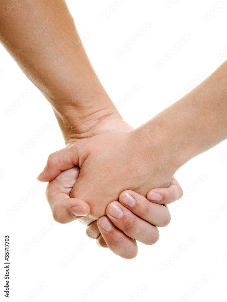 Hands of lovers on a white background. Hands of lovers on a white background.