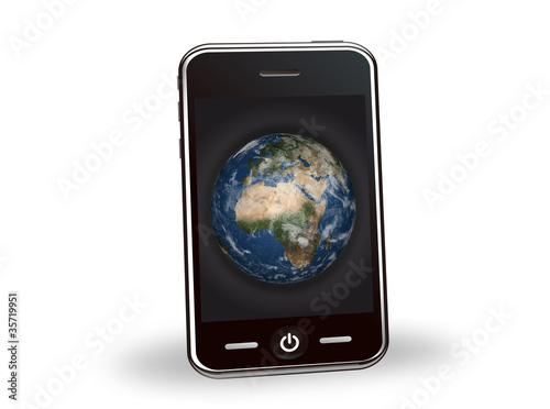 スマートフォン地球と同期