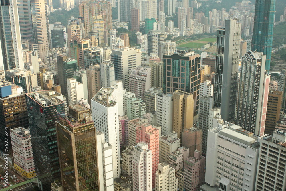 District at Hong Kong, view from skyscraper.
