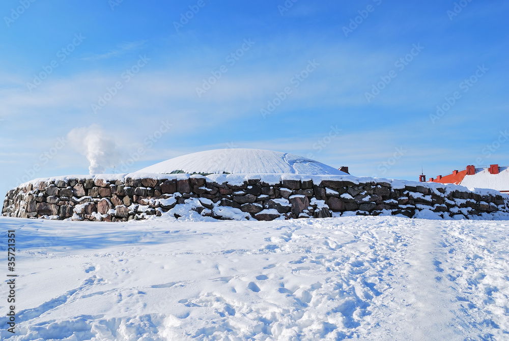 Helsinki. Church in the rock in winter Helsinki. Church in the rock in winter