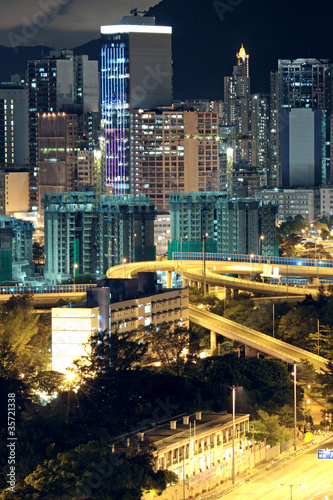 Hong Kong downtown at night