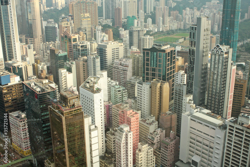 District at Hong Kong  view from skyscraper.