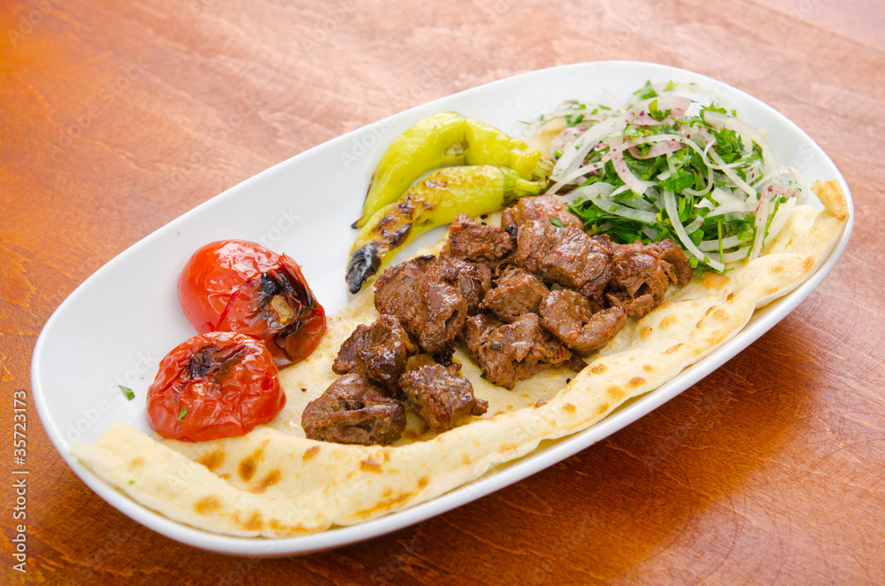 Kebab served in the plate Kebab served in the plate