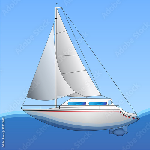 Beautiful Sailing Boat Illustration