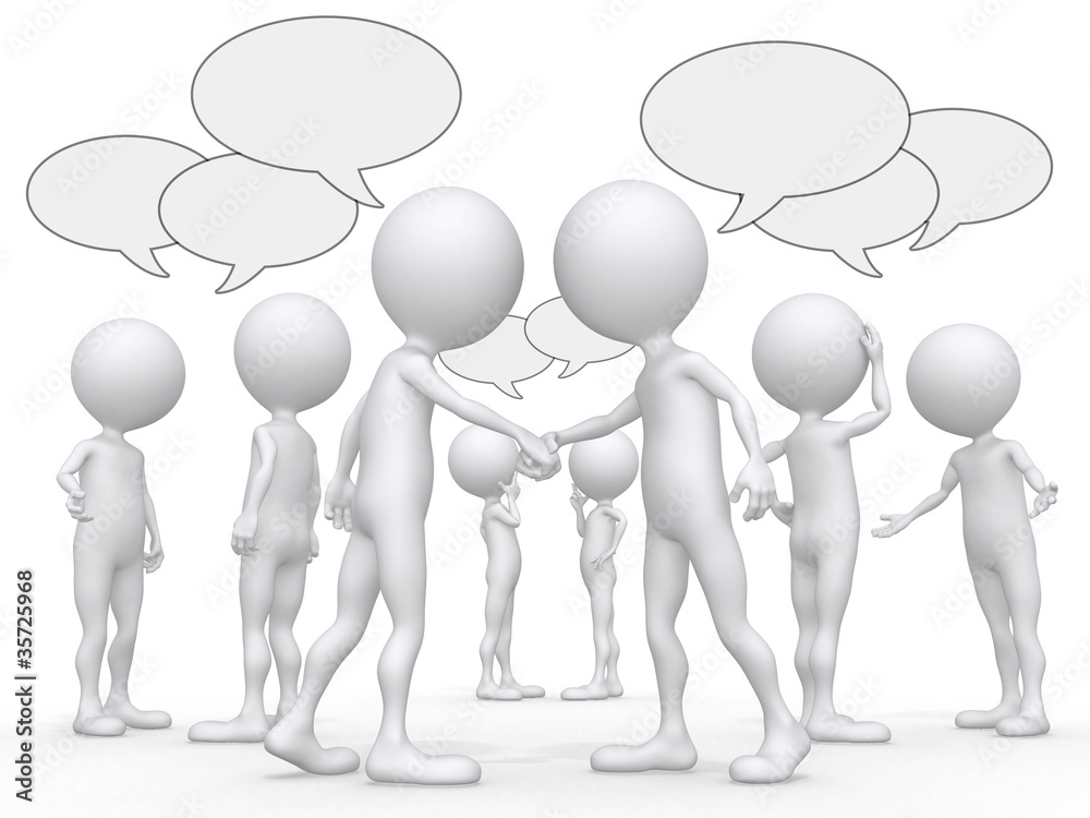 abstract business people figures with speech bubbles abstract business people figures with speech bubbles