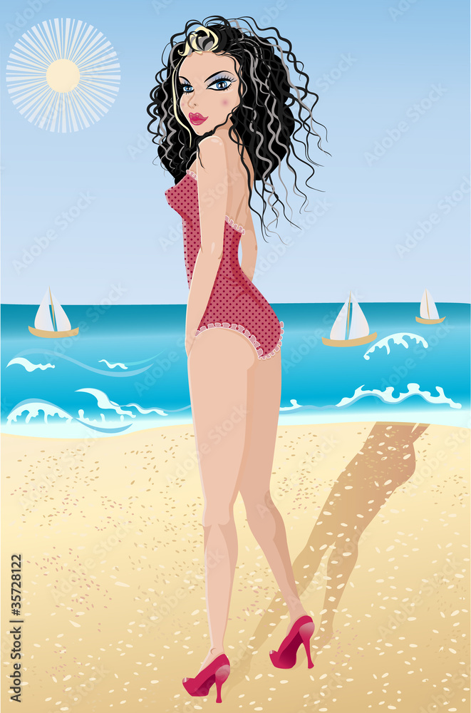 Summer Girl on the Beach